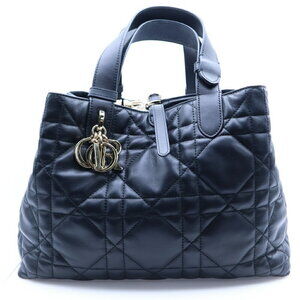 Christian Dior Cannage Toujours Calfskin Leather Handbag Black